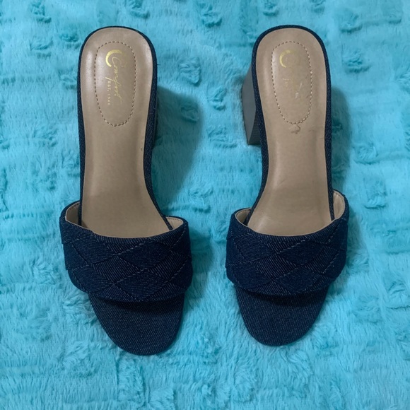 Comfort Denim Wedge Sandals Sz 8 - Picture 5 of 11